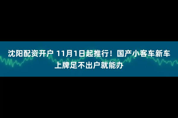 沈阳配资开户 11月1日起推行！国产小客车新车上牌足不出户就能办